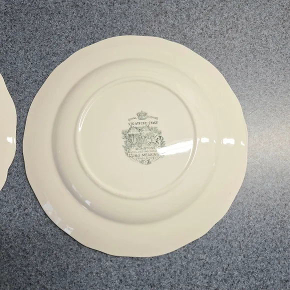 Vintage J&G Meakin Royal Staffordshire Stratford Stage Brown Ironstone Plates - Picture 4 of 13
